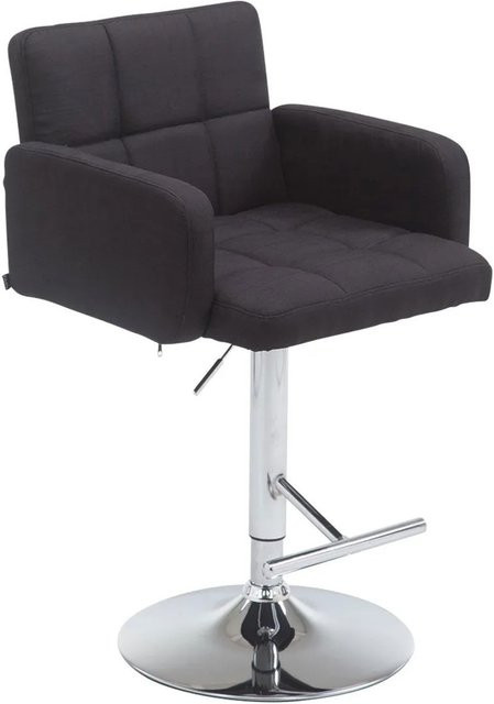 DELUKE Barhocker SUTUN höhenverstellbarer Barstuhl aus Stoff in Schwarz mit Silber, drehbar mit Lehne, B/T/H: 60 x 56 x 93 cm - Bild 1