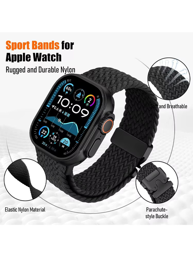 Uhrenarmband geflochten, Textil, Schwarz, Unisex - Bild 3