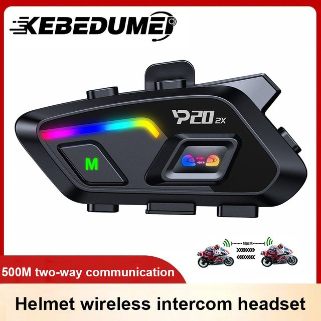 Kebidumei P20 Bluetooth Motorrad Helm Intercom Headset mit MP3 Player und 1000mAh Akku, Schwarz - Bild 1