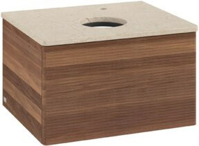 V&B Waschtischunterschrank Antao mit Frontstruktur in Braun, B/T/H: 60 x 36 x 50 cm - Bild 1