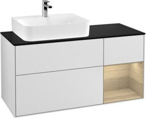 Villeroy & Boch Finion Waschtischunterschrank mit LED-Beleuchtung und Regalelement in Weiß lackiert, Breite: 120 cm - Bild 1