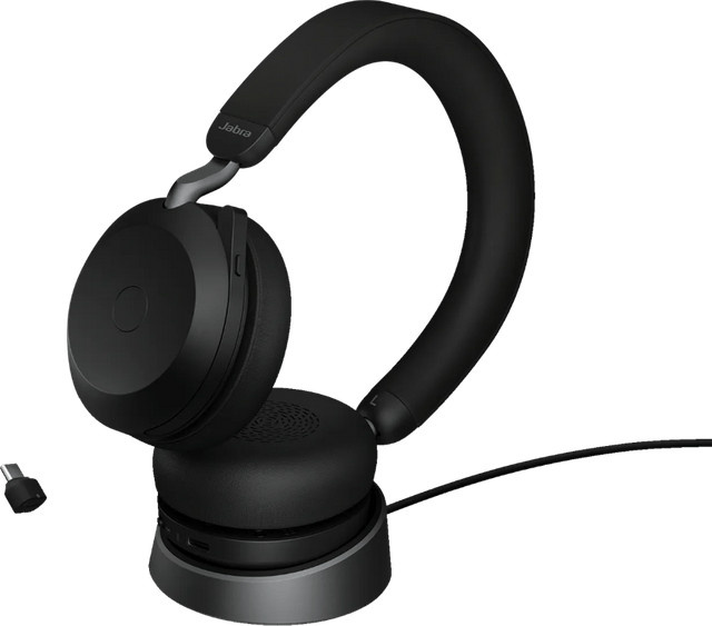Jabra Evolve2 75 Kabelloses USB-C Bluetooth On-Ear Office-Headset mit Ladestation in Schwarz - Bild 1