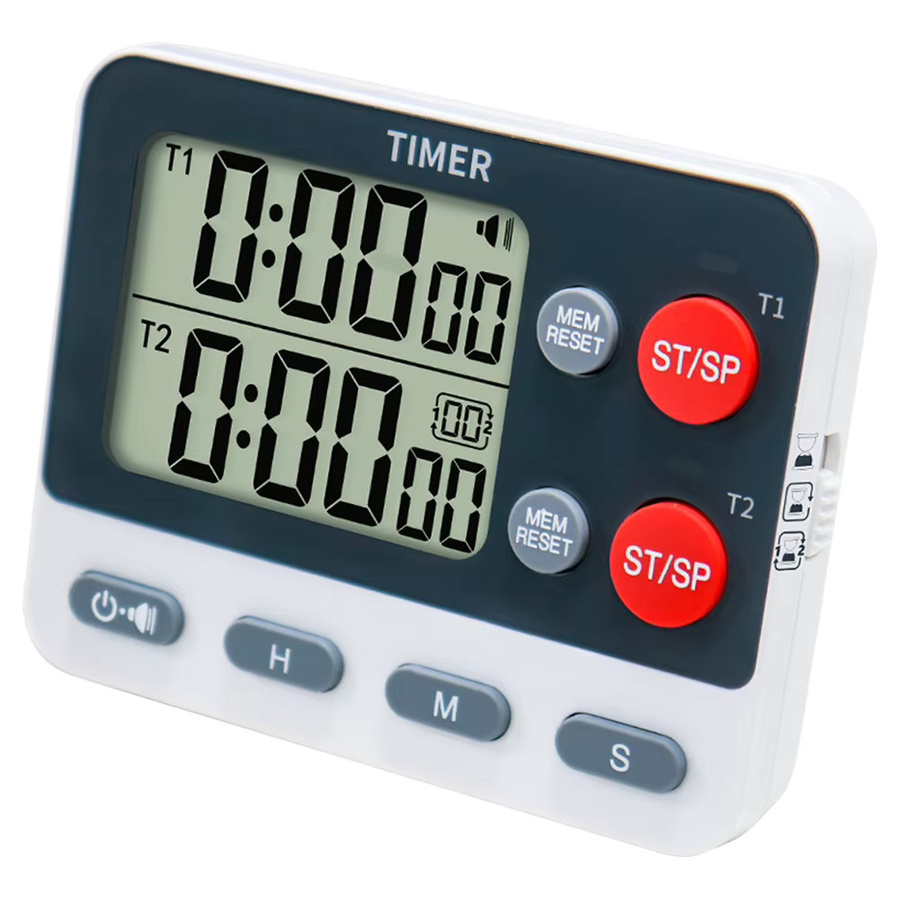 ATUOTIN Dualer digitaler Timer in Weiß, multifunktionaler Count-Up und Count-Down Timer mit Speicherfunktion für Fitnessstudio, Büro und Labor - Bild 2