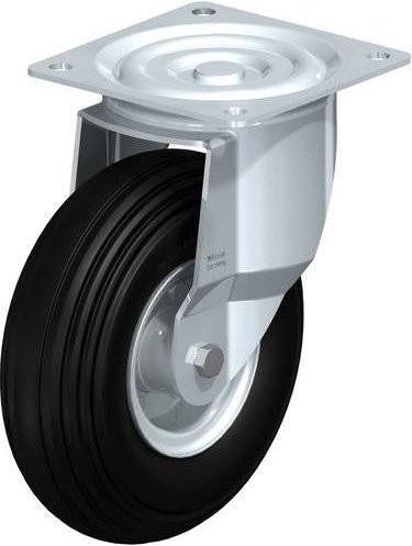 Blickle Lenkrolle L-V 256K-ST mit Feststeller, Farbe Schwarz-Grau, Rad-Durchmesser: 25 cm, Tragfähigkeit: 350 kg - Bild 1