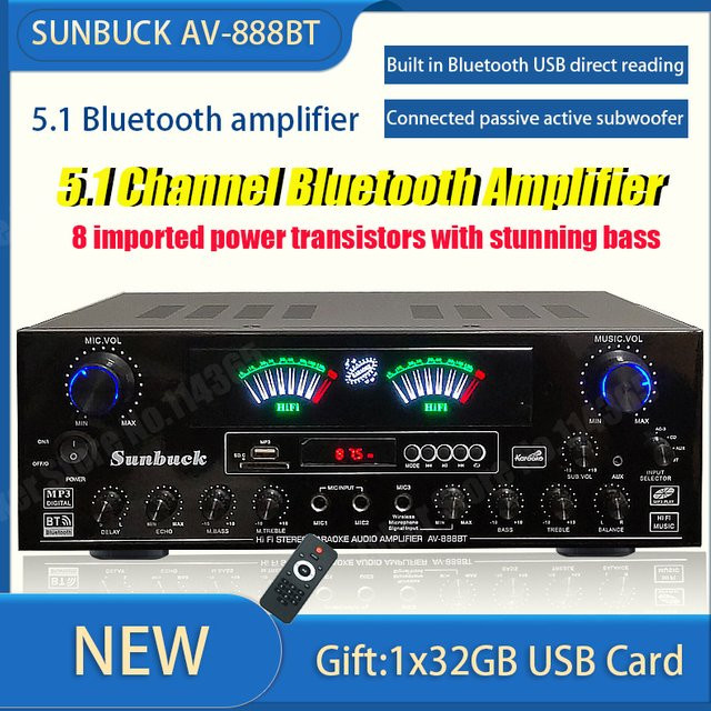WAPUNO Bluetooth HiFi Stereo Digital Verstärker 888BT 999BT mit Dual Dynamic Screen, Schwarz - Bild 1