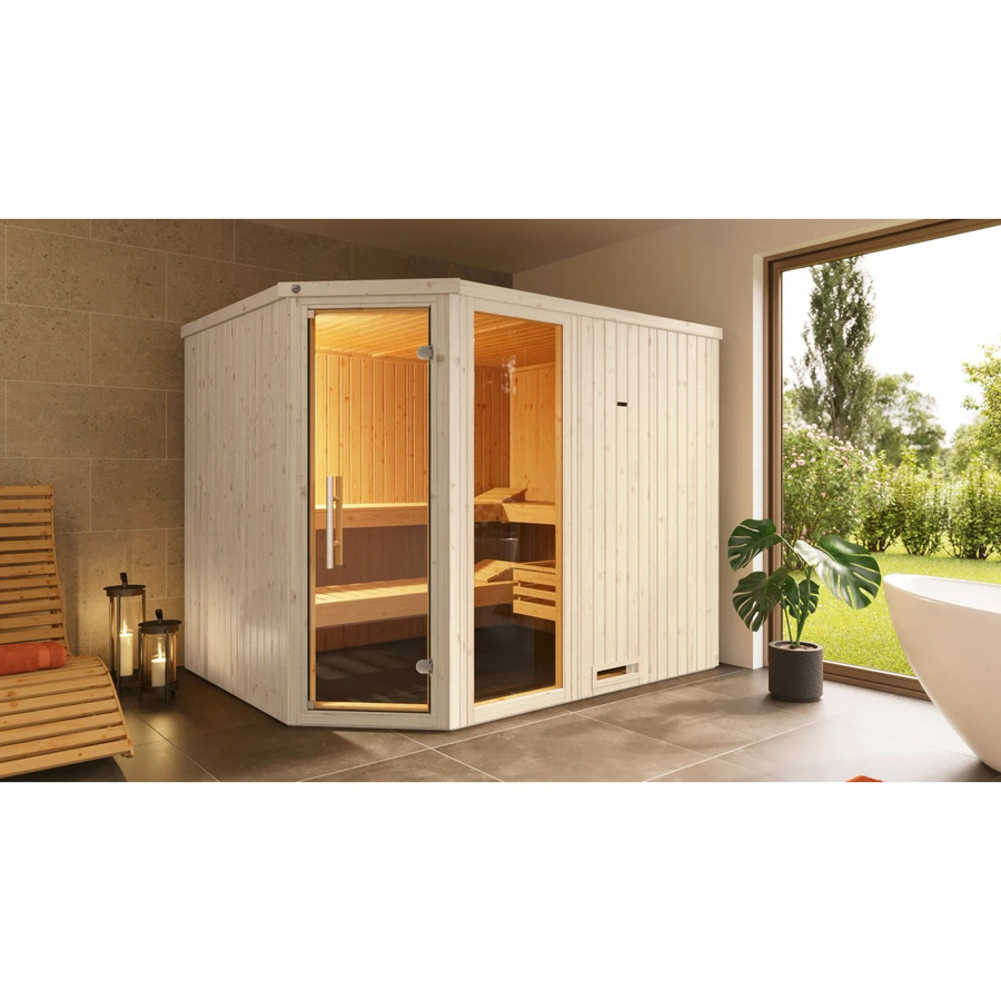 Weka Elementsauna Varberg 4 aus Fichtenholz in Braun, B/H/T: 244 x 199 x 194 cm - Bild 2
