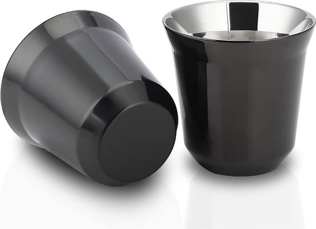 JYN Espresso Tasse aus doppelwandigem 304 Edelstahl, 80 ml, Silber oder Schwarz - Bild 1
