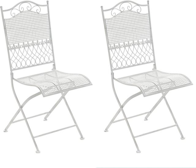 2er Set TPFGarden Gartenstühle Kirstin aus Metall in Antik Weiß - Bild 1