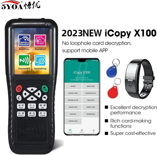5YOA IX100 RFID-Lesegerät Advanced Decryption Duplikator und Programmierer für 13,56 MHz und 125 kHz in Schwarz - Bild 1