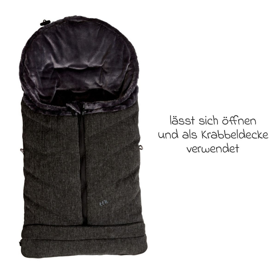 TFK Thermo-Fleece Fußsack mit verlängerbarem Fußteil in Schwarz - Bild 3