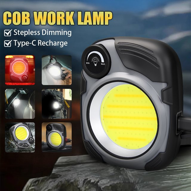 Heinast Multifunktionale LED Camping-Laterne mit Magnet und Haken, Wiederaufladbare COB Notfall-Taschenlampe in Schwarz - Bild 1