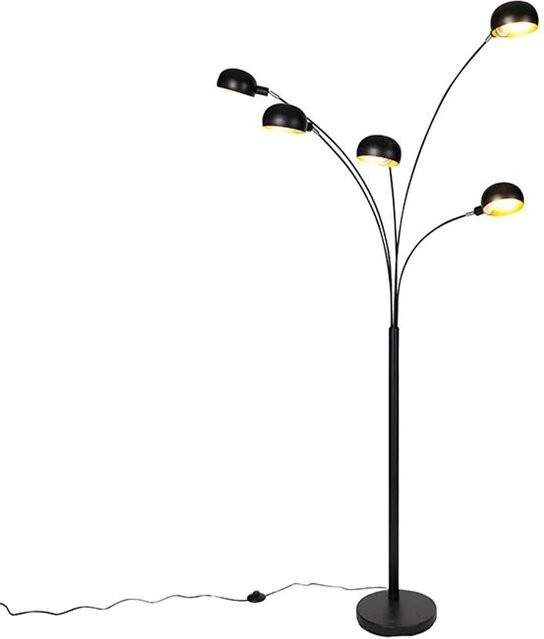QAZQA Design Sixties Stehleuchte Schwarz dimmbar mit 5 E14 Leuchten aus Metall - Bild 1