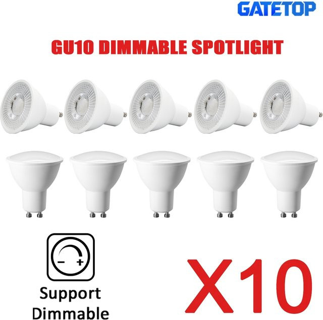 10 Stück Dimmbare LED GU10 Spot-Leuchten in Weiß, Energiesparende Ersatzlampen für Halogenlampen, AC220V - Bild 1