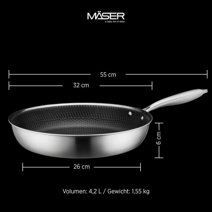 Mäser Bratpfanne Hestia Keramik aus Edelstahl in Silber und Schwarz, Durchmesser: 32 cm - Bild 3