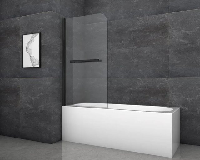 Aurlane Badewannenfaltwand Black Comfort1, Schwarz matt, 1-flügelig, B: 80 cm, H: 140 cm - Bild 1