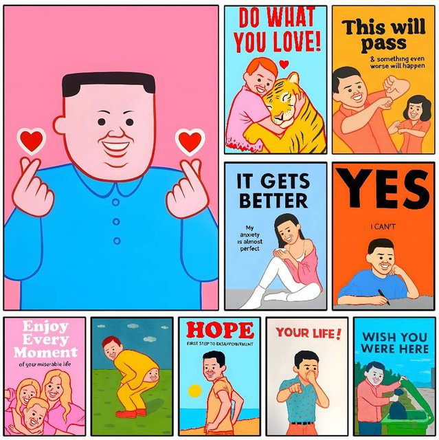 Lustige Posterkunst J-Joan C-Cornella in Multicolor, rechteckiges Wandbild für Wohnzimmer und Schlafzimmer, ohne Rahmen - Bild 1