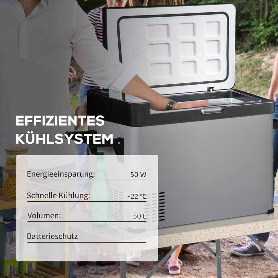 Outsunny Kühlbox aus Glas, Edelstahl und Polypropylen in Schwarz und Grau, B/H/L: 36 x 75 x 49,5 cm - Bild 3