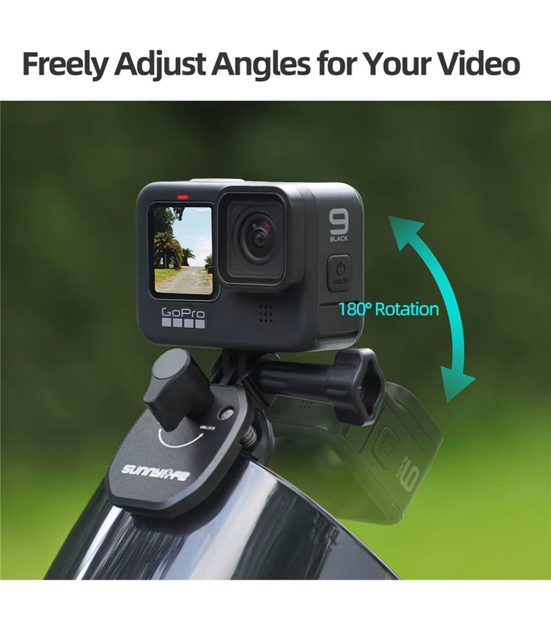 SZKOSTON Motorrad-Windschutzscheiben-Clip-Halterung für Action Cameras in Schwarz, kompatibel mit GoPro 13 12 11 10 9 8 7, DJI OSMO Action 4 5 Pro, Insta 360 X5 X4 Go 3S und ACE Pro 2 - Bild 5