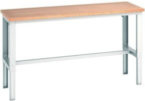 Bott Arbeitstisch cubio manuell höhenverstellbar mit Buche-Multiplexplatte, grau, B: 200 cm, T: 75 cm, H: 74-114 cm - Bild 1