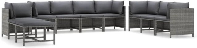 vidaXL 10-tlg Garten-Lounge-Set aus Poly-Rattan mit Kissen in Grau/Anthrazit Modell 4 - Bild 1