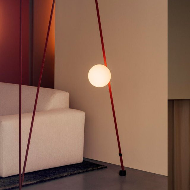 HomeLover Designer LED Gürtel Pendelleuchte aus Leder und Glas in Orange und Weiß für Wohnzimmer und Schlafzimmer - Bild 1