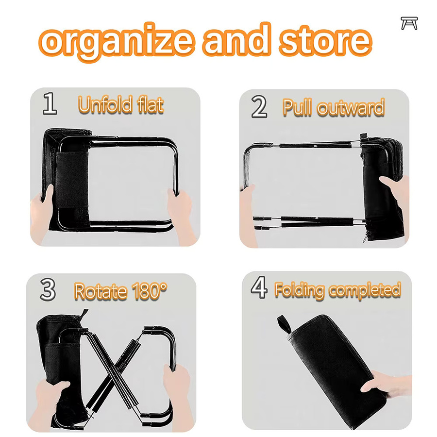 RESISTLAND Camping Klappstuhl Handhocker in Schwarz für Outdoor, Strand und Angeln - Bild 5
