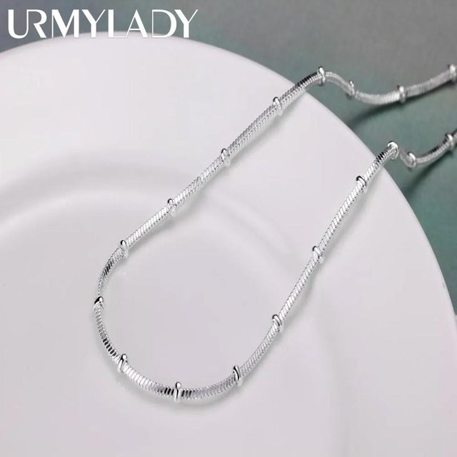 URMYLADY Halskette Schlangenkette, 925 Silber, Perle, Damen, 45 cm - Bild 1