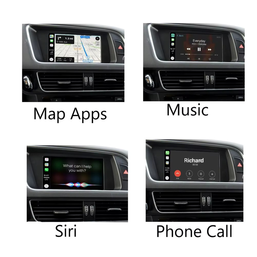 AUTOABC Drahtloses CarPlay und Android Auto Multimedia-Modul mit Mirror Link, Bluetooth und Rückfahrkamera für Audi A4 B8, A5 und Q5 (2009–2015) - Bild 2
