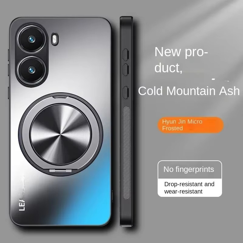 Magnetische Silikon Schutzhülle mit 360 Grad rotierendem Metallring-Halter für Xiaomi Poco X7, X7Pro, M7Pro und Redmi Turbo4 in Rot und Schwarz - Bild 2