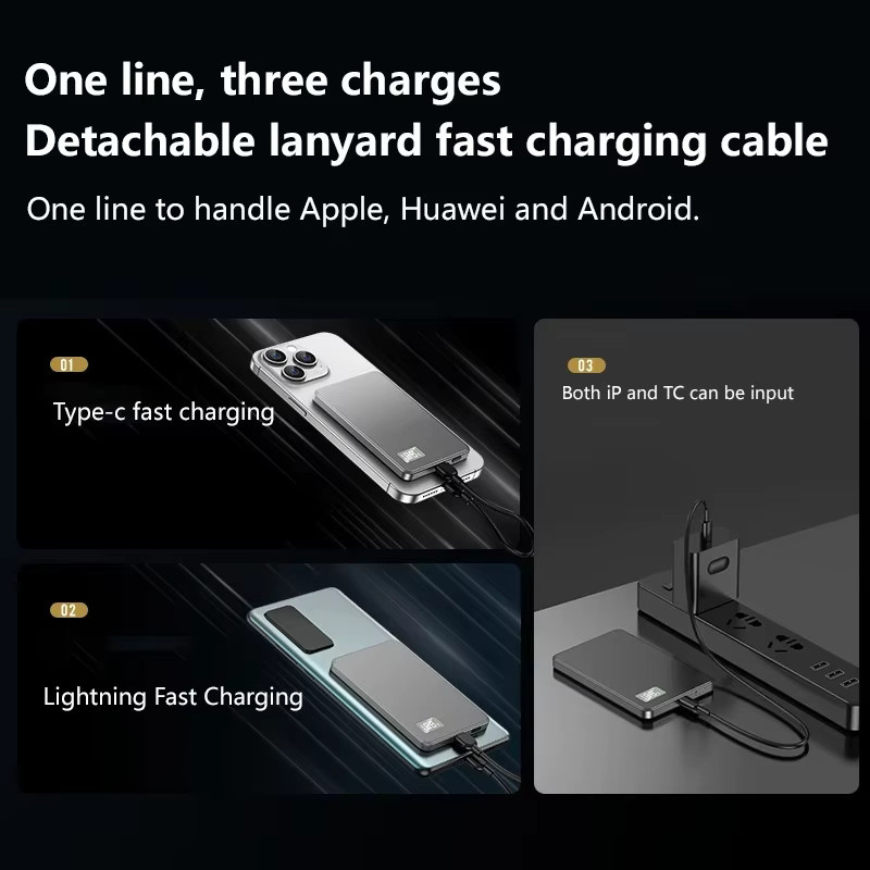 Xiaomi Magnetische Drahtlose Power Bank 50000 mAh 120 W mit PD 22.5 W Schnellladefunktion für MagSafe iPhone und Samsung in Schwarz - Bild 4