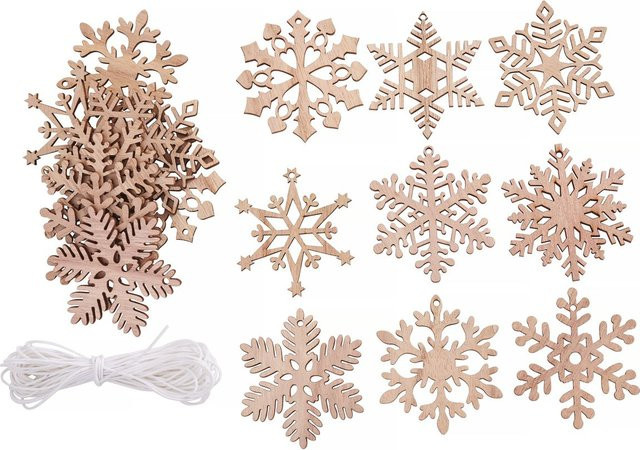 VBS Anhänger Schneeflocke Dorset aus Sperrholz in Beige für Weihnachten und Winter - Bild 1