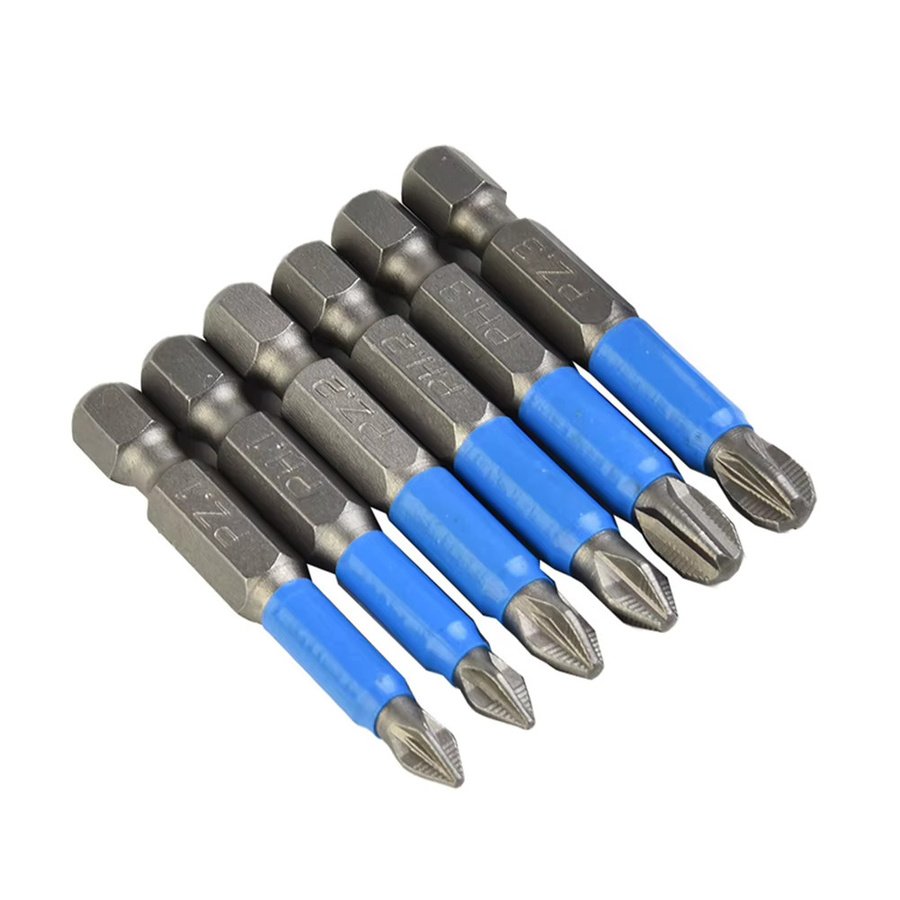 VIBRATITE Anti Slip Schraubendreher Bit Set aus Legierungstahl, Magnetisch, Blau, Länge: 50 mm, PH1 PH2 PH3 PZ1 PZ2 PZ3 - Bild 2