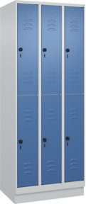 C+P Doppelstock-Spind Classic PLUS mit Sockel, 3 Abteile, Farbe Fernblau RAL 5023, H x B x T: 195 x 75 x 50 cm - Bild 1