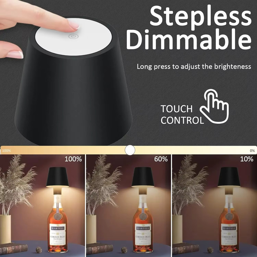 KFV Wiederaufladbare LED Tischlampe mit Touch Sensor als kabelloses Nachtlicht und Leselampe für Restaurant, Hotel, Bar und Schlafzimmer - Bild 3