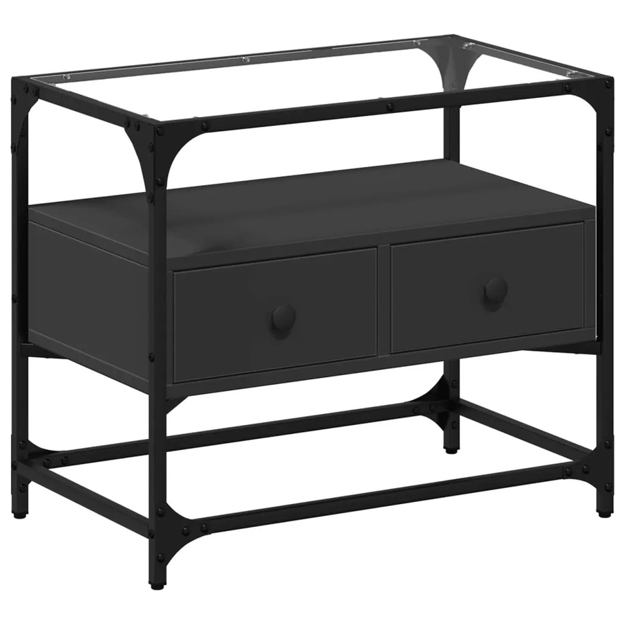 vidaXL TV-Schrank im Industrial Design aus Holz, Metall und Glas in Schwarz, B: 60 cm, T: 35 cm, H: 51 cm - Bild 2