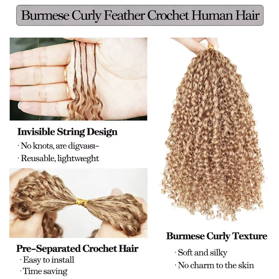 Crown Hair Haarverlängerungen, honigblond, 100 % Echthaar, lockig - Bild 2