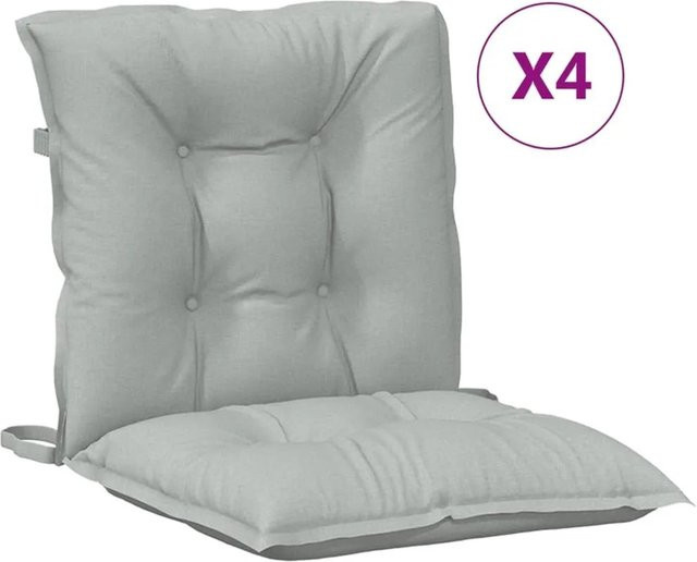 vidaXL Niedriglehner-Auflagen 4er-Set Melange Hellgrau aus Polyester, B: 100 cm, T: 50 cm, H: 7 cm - Bild 1