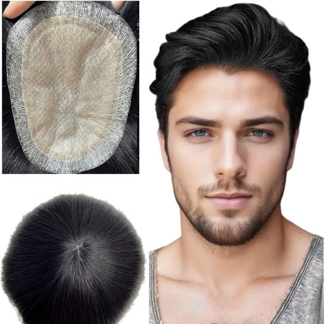 Anemone Herren-Toupet, atmungsaktive Seidenbasis, 100 % echtes Haar - Bild 1