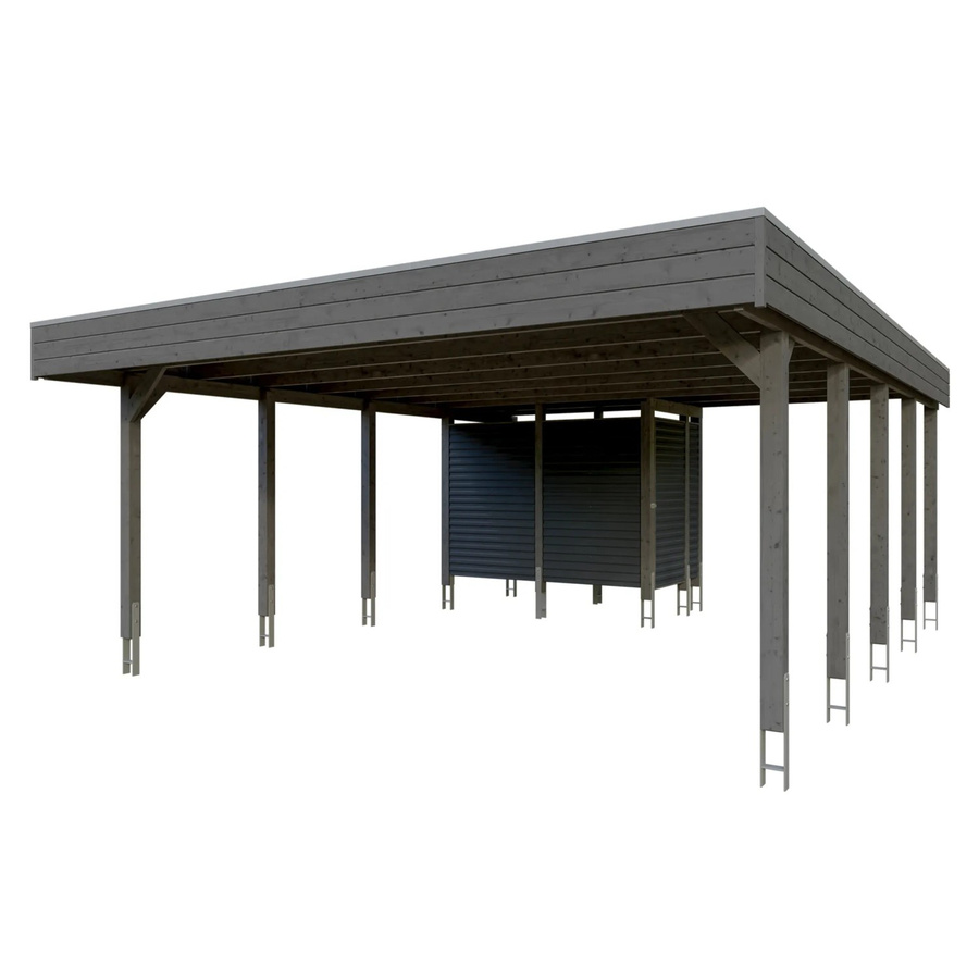 Skan Holz Doppelcarport Friesland Set 14 mit Abstellraum Schiefergrau B: 557 cm, T: 708 cm - Bild 2