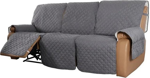 Wasserabweisender und verstellbarer Sofabezug für 1-3 Sitzer, grauer Sesselbezug aus elastischem Polyester für Relax-Sessel und Liegestühle - Bild 1
