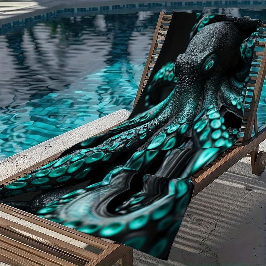Dalangpa Übergroßes Mikrofaserhandtuch Oktopus mit grünen Augen, weich und sandfrei, B: 40 cm, H: 60 cm - Bild 4