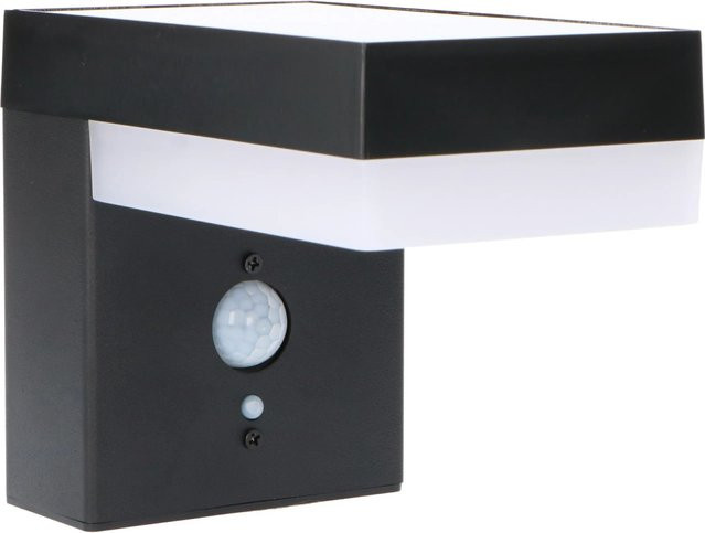 Solar-Wandleuchte in Schwarz mit Bewegungssensor, 3,3 W, 600 lm, Warmweiß 2700 K, IP44 wetterfest - Bild 1