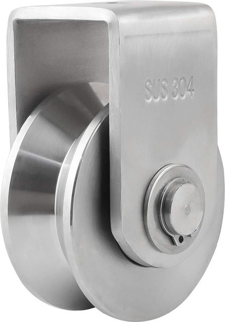 XMSJ U-Typ Einzelrad-Riemenscheibenrolle aus Edelstahl 304 in Silber mit 360-Grad-Drehung und V-Typ Rillenrad - Bild 1