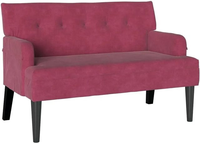 vidaXL Chesterfield Bank aus Samt in Weinrot, B/T/H: 112 x 65,5 x 75 cm - Bild 1