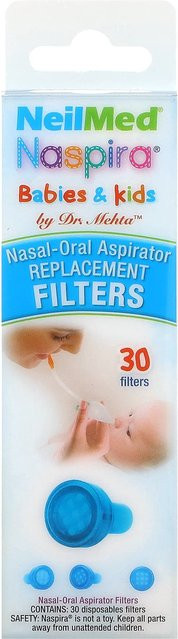 NeilMed Naspira Nasen-Mundsauger Ersatzfilter für Baby und Kinder, 30 Stück, Weiß - Bild 1
