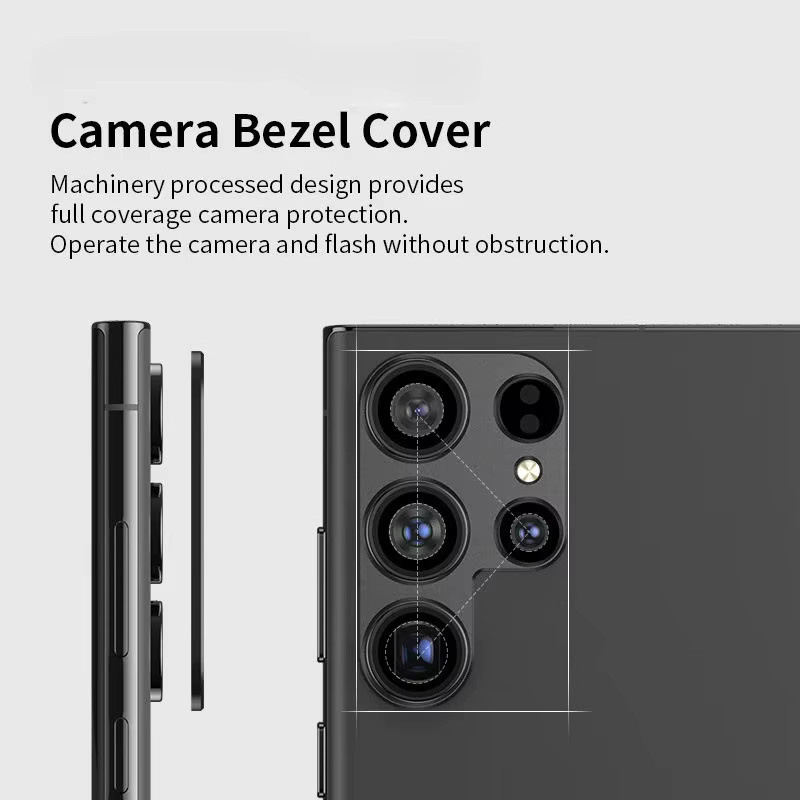 Aluminium Metall Objektiv Abdeckung und Displayschutzfolie für Samsung Galaxy S25 Ultra, S24 Ultra und S25 Plus in Schwarz - Bild 2