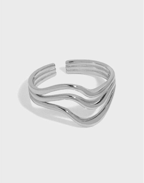 Ring 925 Sterlingsilber, Wellenlinien, Damen, verstellbar - Bild 1