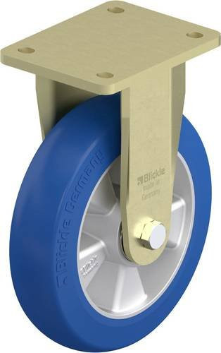 Blickle Schwerlast-Bockrolle BS-ALBS 200K-CO in Silber und Blau aus Aluminium mit 200 mm Rad-Durchmesser und 600 kg Tragfähigkeit - Bild 1