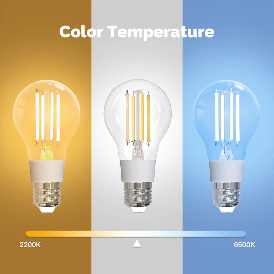 MOES Smart LED Glühlampe E27 mit 7W, Tuya ZigBee/Matter/WiFi, Filament Design in Transparent, kompatibel mit Alexa und Google Home - Bild 2