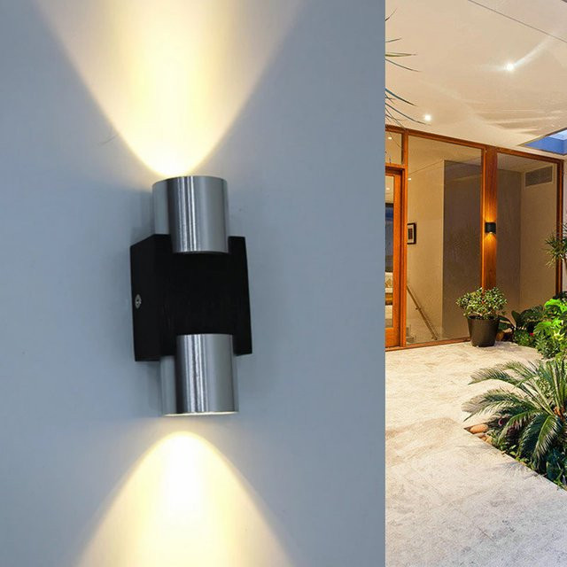 Feiyunlux Moderne LED Wandlampe aus Aluminium in Silber oder Schwarz für Wohnzimmer Schlafzimmer und Flur mit Up-Down Lichteffekt und warmweißem Licht - Bild 1